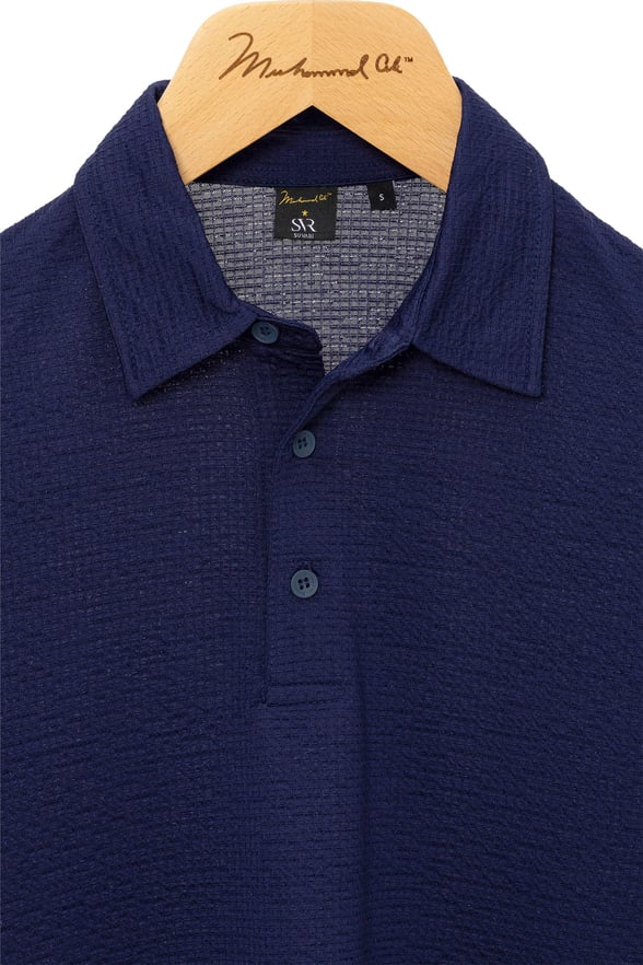 Lacivert Slim Desenli Polo Yaka Tişört