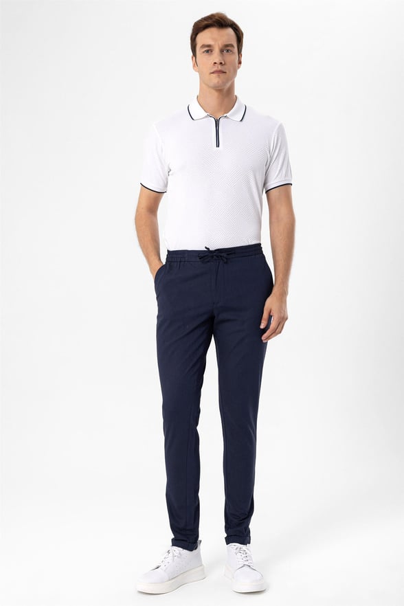 Lacivert Slim Düz   Jogger Pantolon