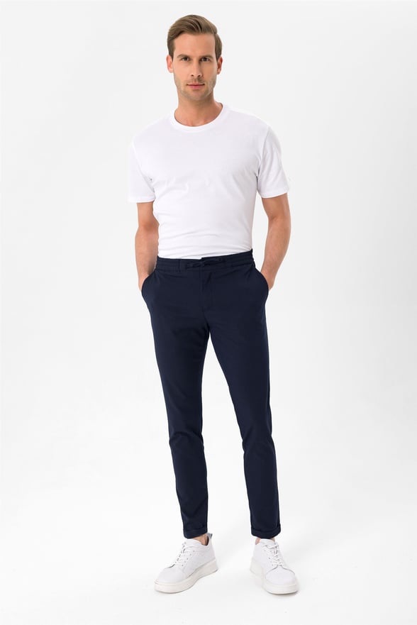 Lacivert Slim Düz   Jogger Pantolon