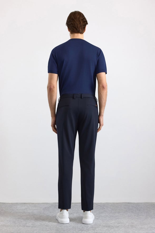 Lacivert Slim Düz Jogger Pantolon