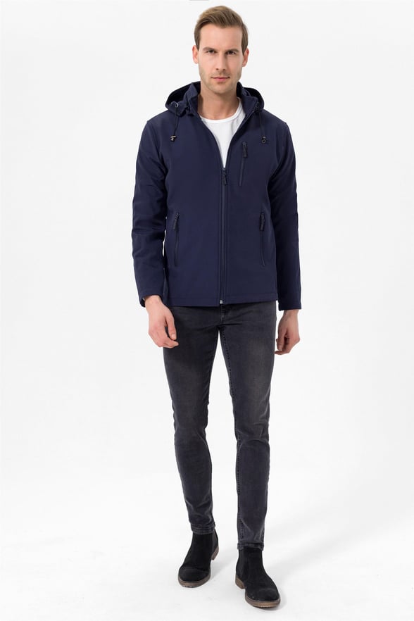Lacivert Slim Düz   Mont