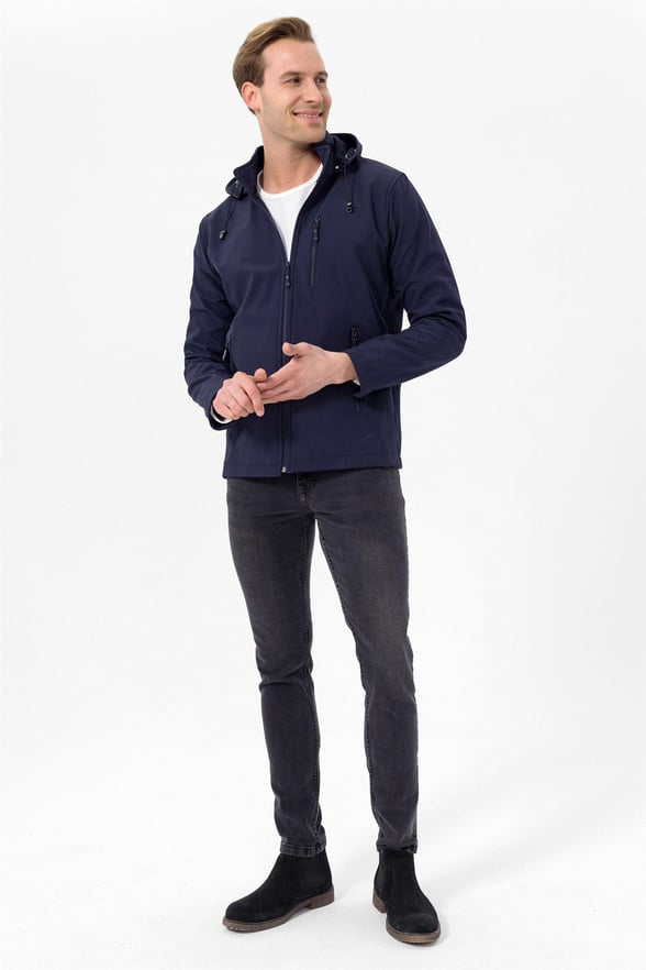 Lacivert Slim Düz   Mont