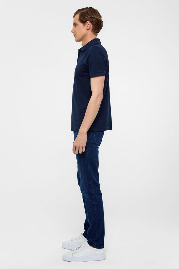 Lacivert Slim Düz Polo Yaka Tişört