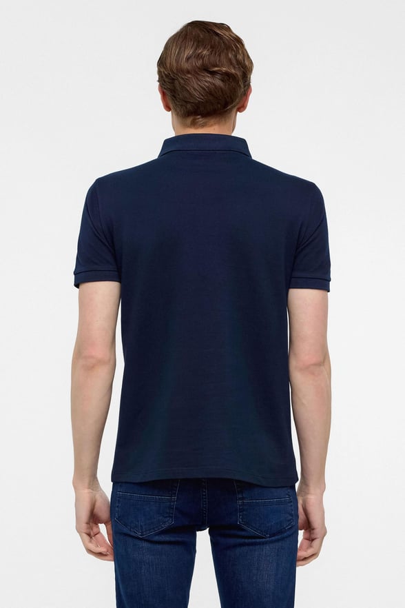Lacivert Slim Düz Polo Yaka Tişört