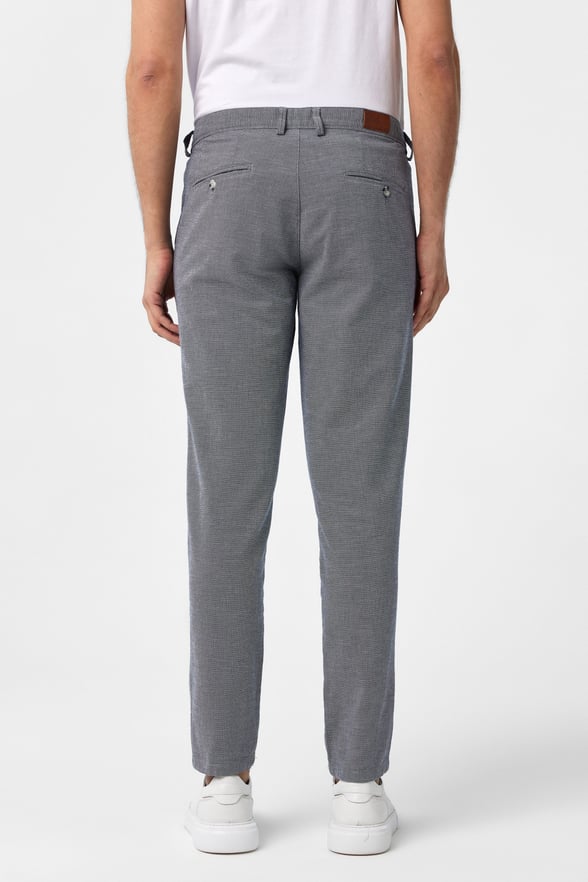 Lacivert Slim Fit Armürlü Kanvas Pantolon