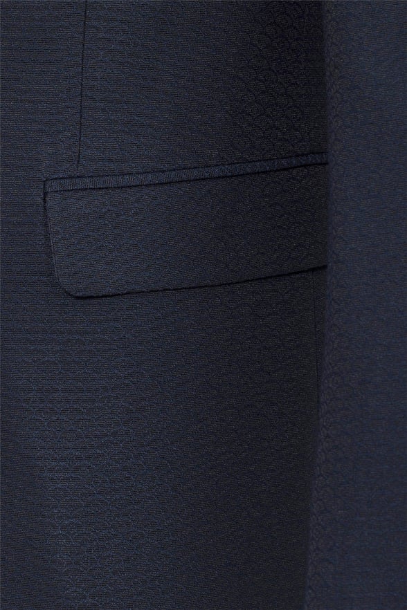 Lacivert Slim Fit Armürlü Mono Yaka 6 Drop Smokin & Damatlık