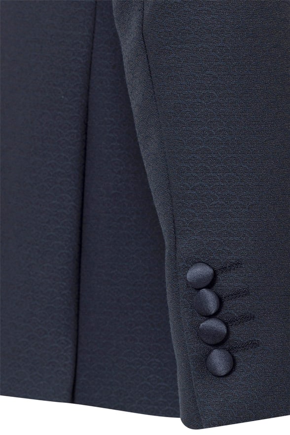 Lacivert Slim Fit Armürlü Mono Yaka 6 Drop Smokin & Damatlık