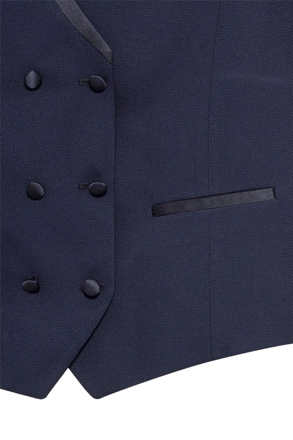 Lacivert Slim Fit Armürlü Sivri Yaka 6 Drop Smokin & Damatlık