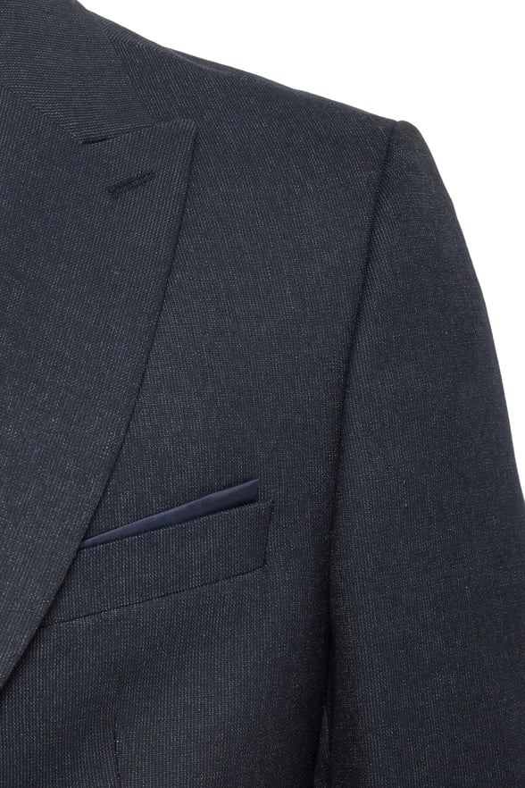 Lacivert Slim Fit Desenli Sivri Yaka 6 Drop Klasik Takım Elbise