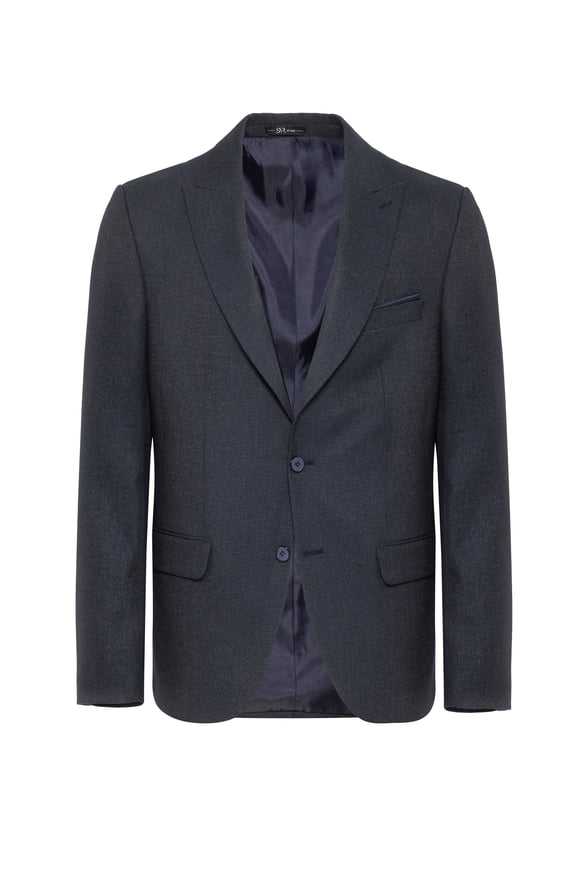 Lacivert Slim Fit Desenli Sivri Yaka 6 Drop Klasik Takım Elbise