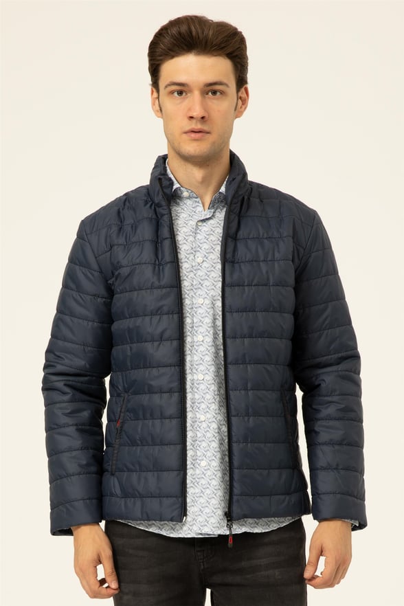 Lacivert Slim Kapitone   Mont