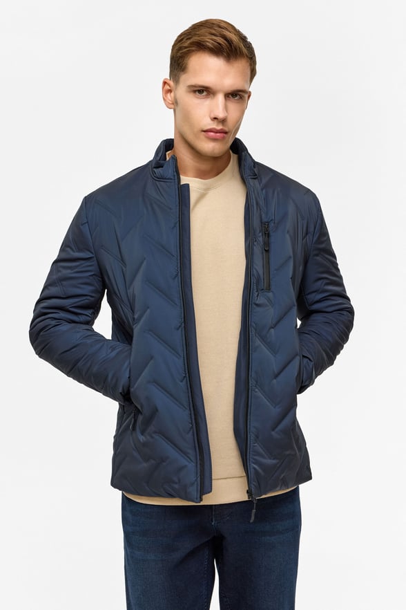 Lacivert Slim Kapitone Mont