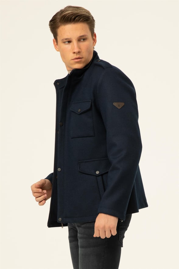 Lacivert Slim Kapitone   Mont