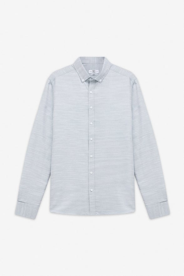 Lacivert Slim Klasik Yaka Düz Cepsiz Düğmeli Uzun Kollu Standart Casual Gömlek