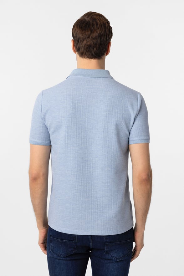 Mavi Slim Fit Armürlü Polo Yaka Tişört