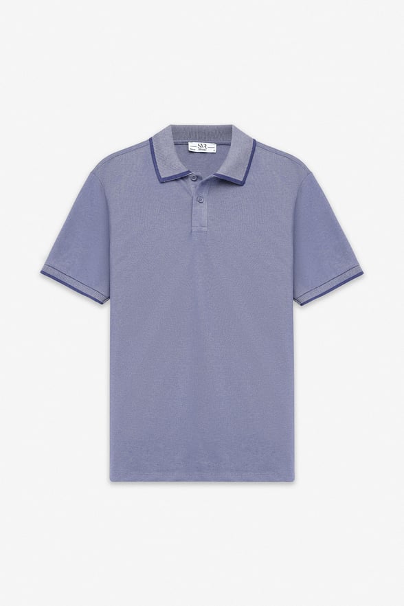 Saks Mavi Regular Düz Baskısız Pike Düğmeli Polo Yaka Nefes Alabilen Tişört