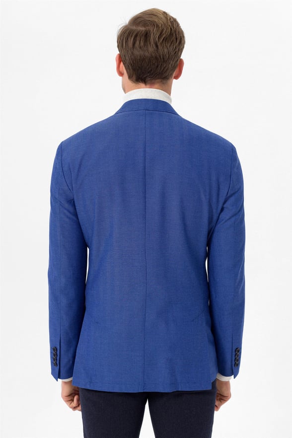 Saks Mavi Slim Armürlü Mono Yaka 6 Drop                                                       Ceket