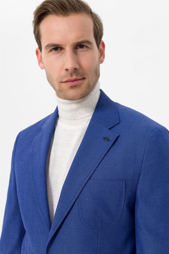 Saks Mavi Slim Armürlü Mono Yaka 6 Drop                                                       Ceket