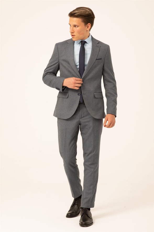 Saks Mavi Slim Armürlü Mono Yaka 6 Drop                                                       Takım Elbise