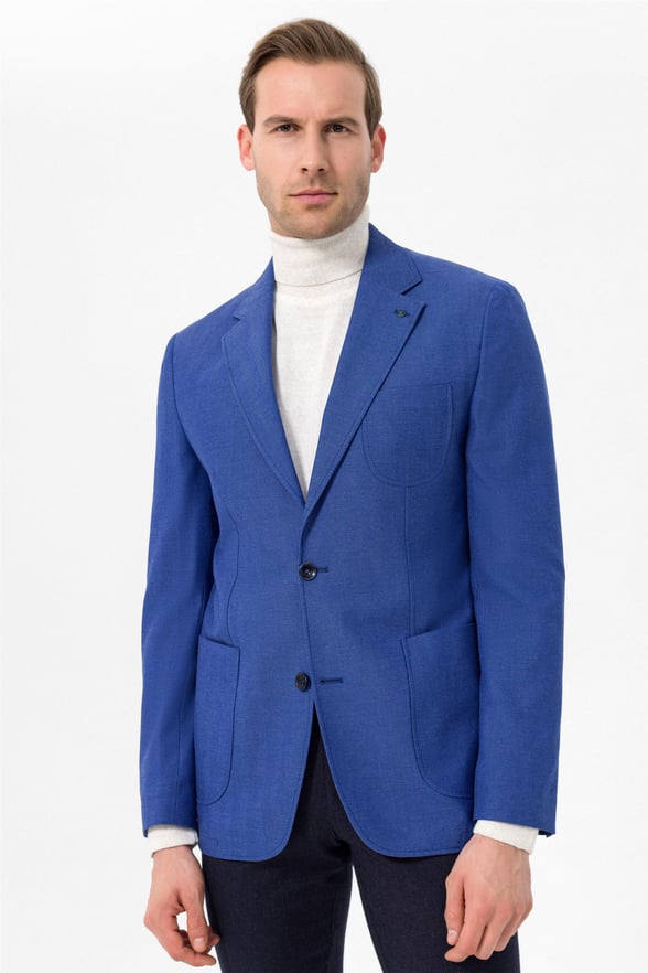 Saks Mavi Slim Armürlü Mono Yaka 6 Drop                                                       Ceket