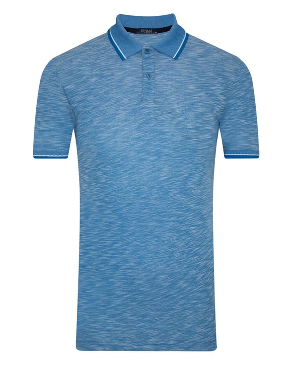 Saks Mavi Slim Armürlü Polo Yaka  Tişört