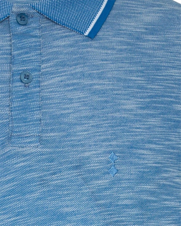 Saks Mavi Slim Armürlü Polo Yaka  Tişört