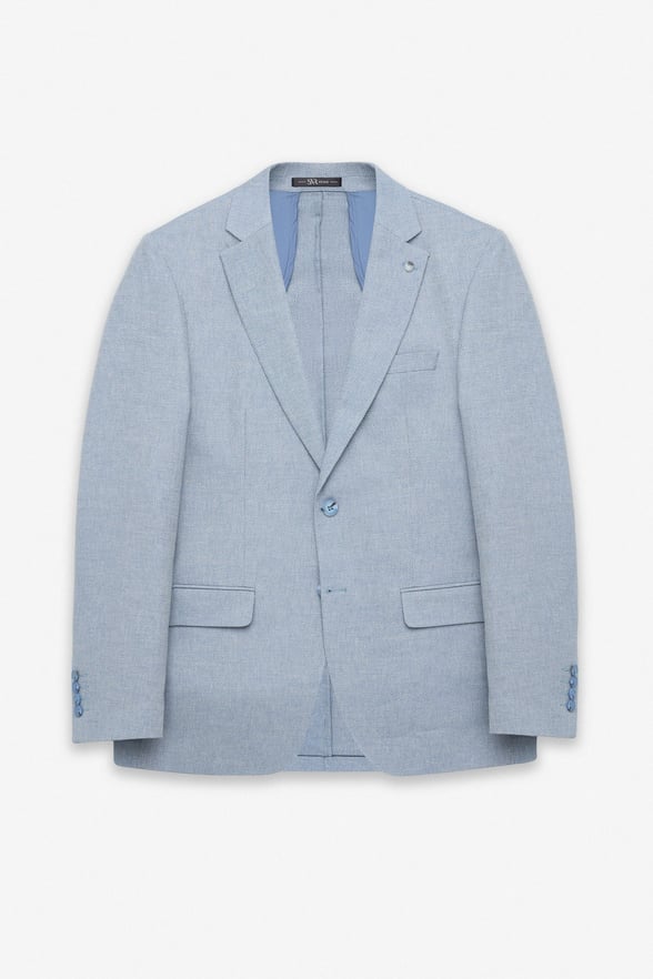 Saks Mavi Slim Mono Yaka Torba Cep 6 Drop Klasik Ceket
