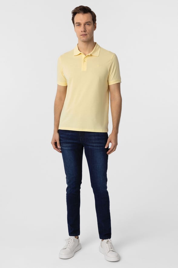 Sarı Slim Fit Düz Polo Yaka Tişört