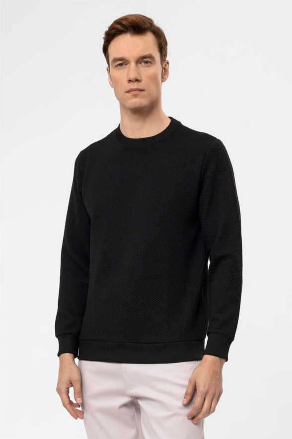 SİYAH 10 Regular Kapitone O Yaka  Sweatshirt
