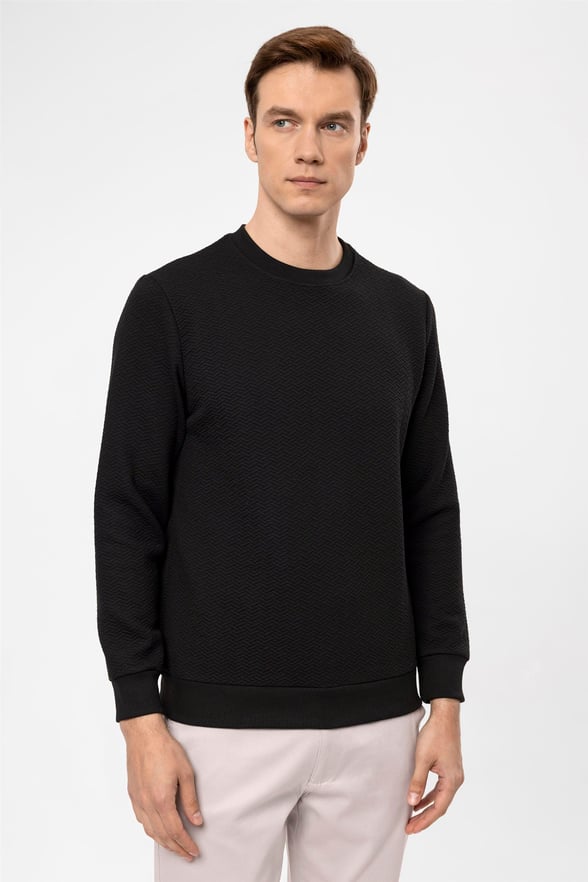 SİYAH 10 Regular Kapitone O Yaka  Sweatshirt