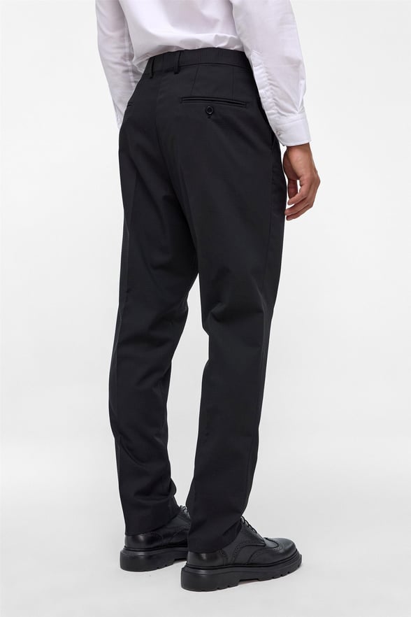 Siyah Regular Armürlü Kumaş Pantolon