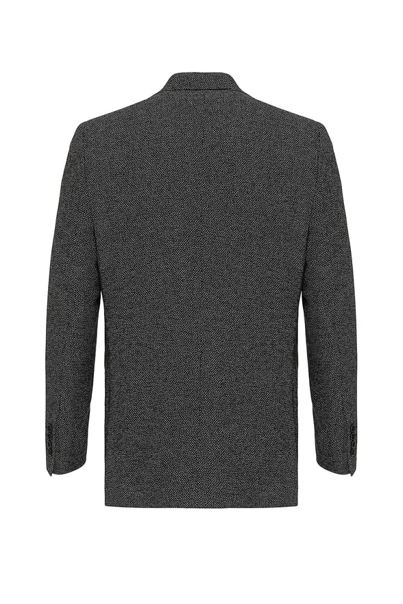 Siyah Regular Armürlü Mono Yaka 4 Drop                                                       Ceket