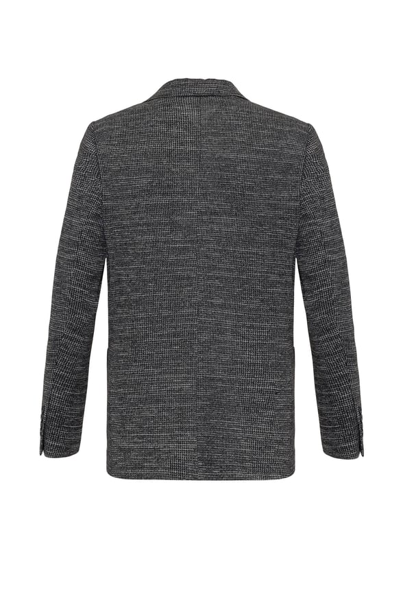 Siyah Regular Armürlü Mono Yaka 6 Drop                                                       Ceket