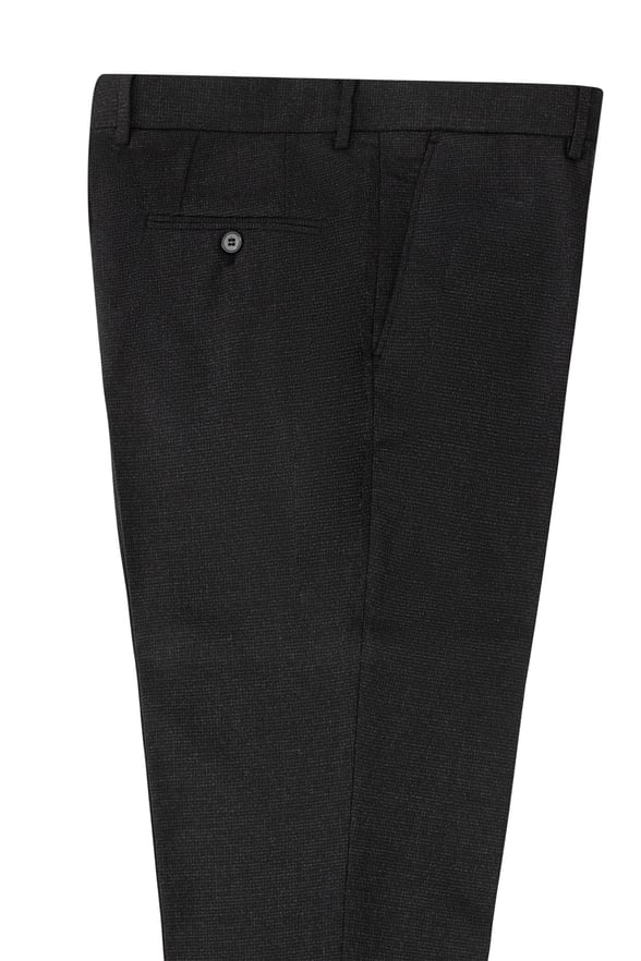 Siyah Regular Armürlü Pantolon