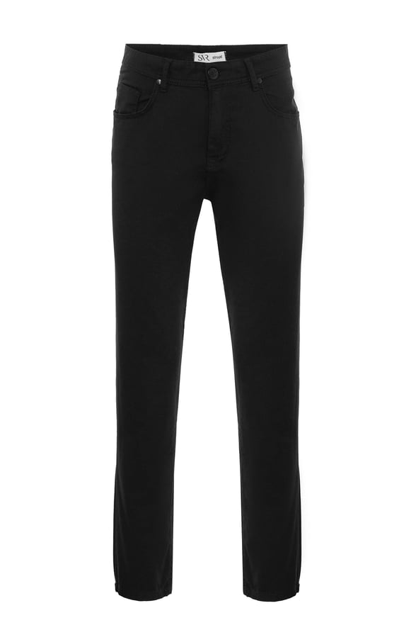 Siyah Regular Armürlü Pantolon
