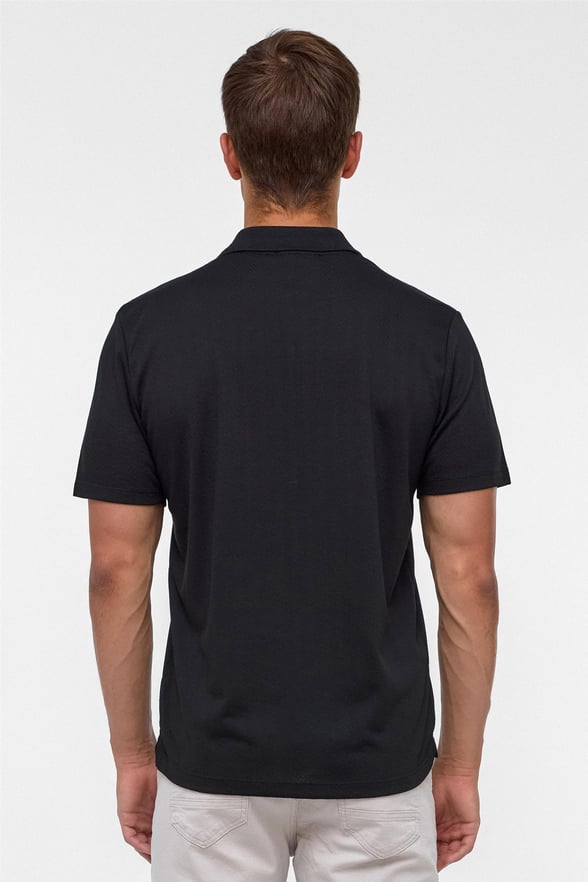 Siyah Regular Armürlü Polo Yaka Tişört