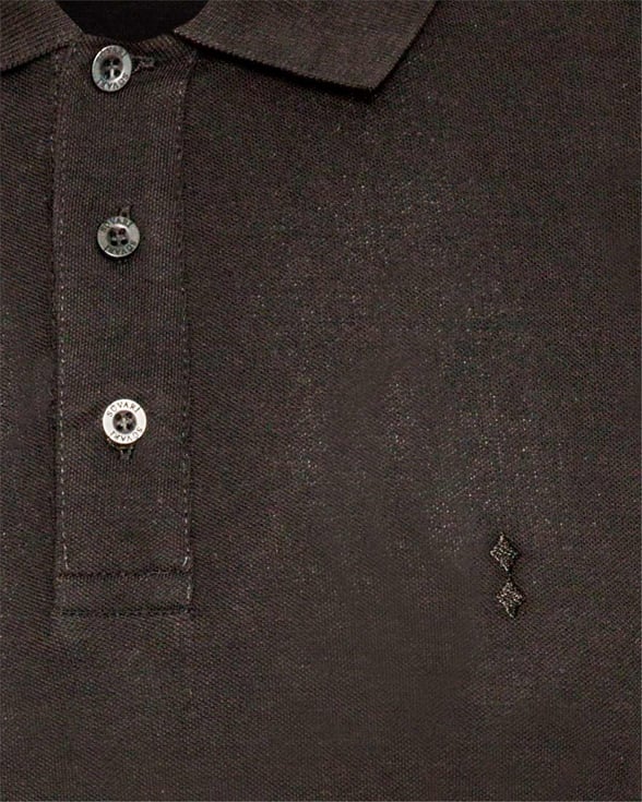 Siyah Regular Armürlü Polo Yaka  Tişört