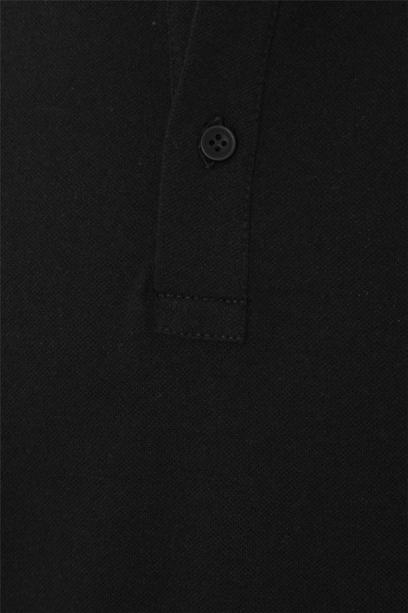 Siyah Regular Armürlü Polo Yaka Tişört