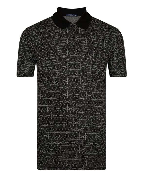 Siyah Regular Armürlü Polo Yaka  Tişört