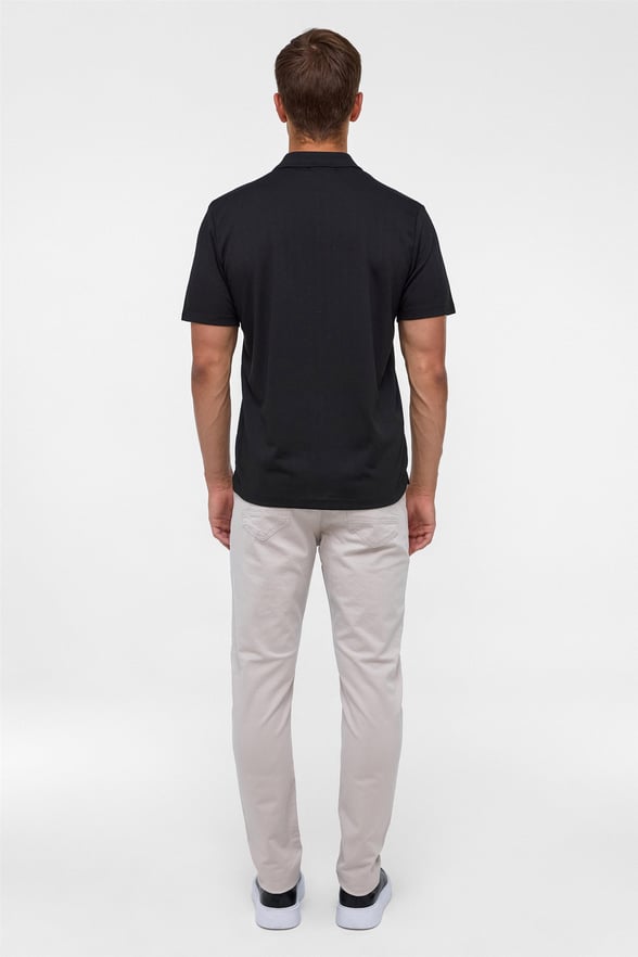 Siyah Regular Armürlü Polo Yaka Tişört