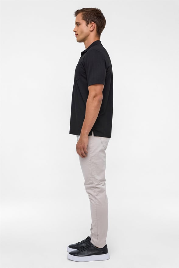 Siyah Regular Armürlü Polo Yaka Tişört