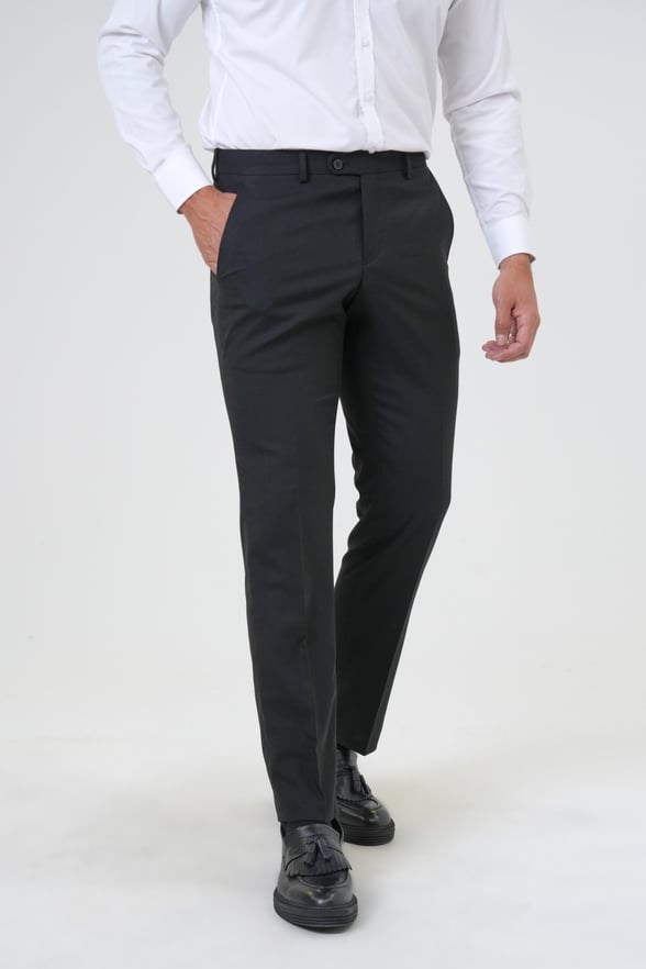 Siyah Regular Desenli Kumaş Pantolon