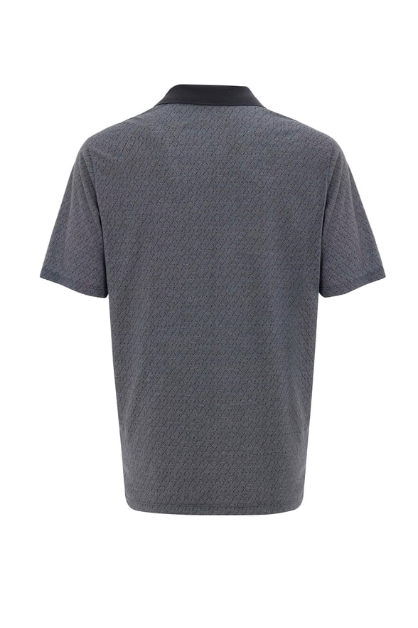 Siyah Regular Desenli Polo Yaka Tişört
