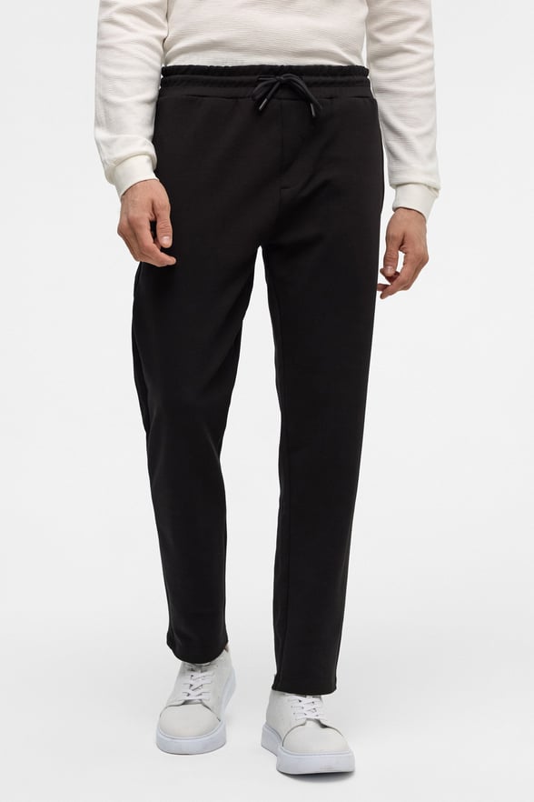Siyah Regular Düz Jogger Pantolon