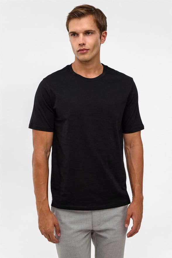 Siyah Regular Düz Polo Yaka Tişört