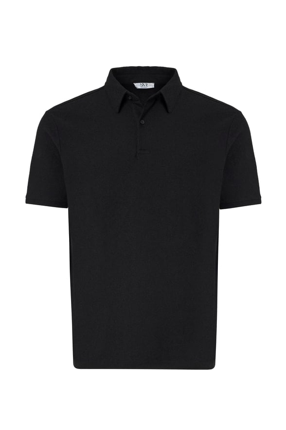 Siyah Regular Düz Polo Yaka Tişört