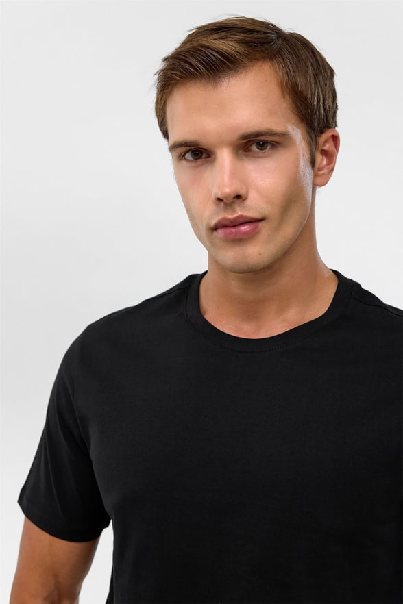 Siyah Regular Düz Polo Yaka Tişört