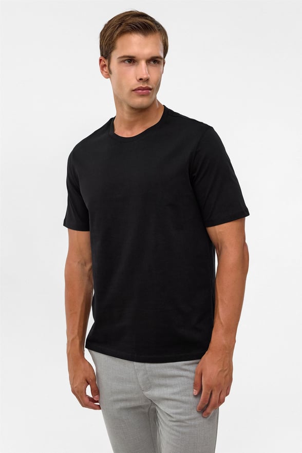 Siyah Regular Düz Polo Yaka Tişört