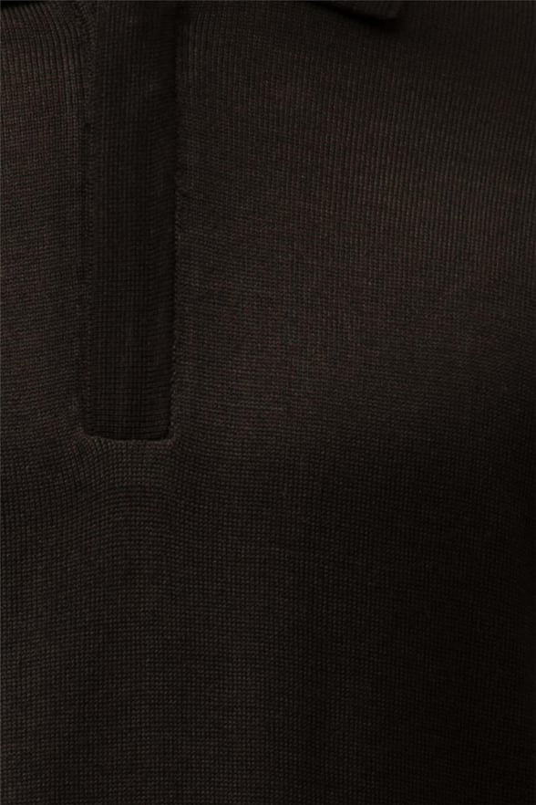 Siyah Regular Düz Polo Yaka  Triko