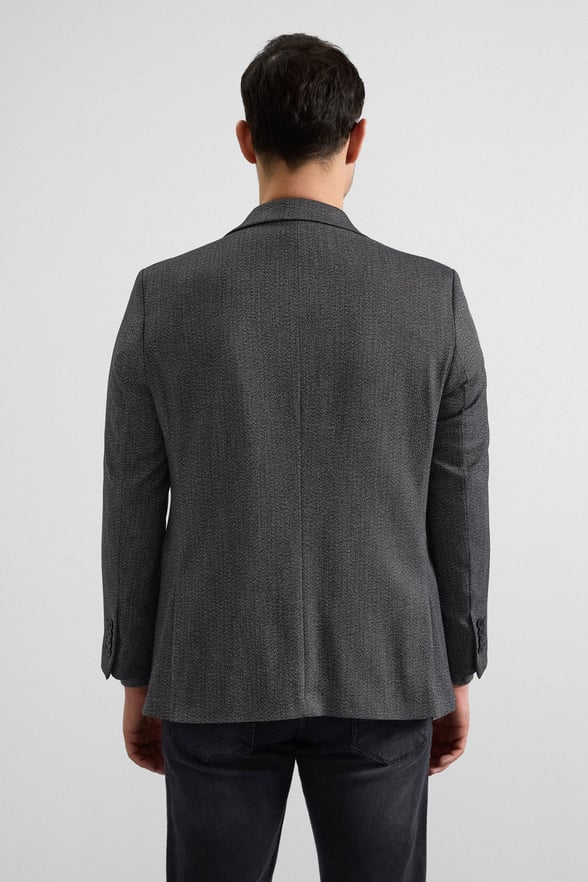 Siyah Regular Mono Yaka Torba Cep 4 Drop Klasik Ceket